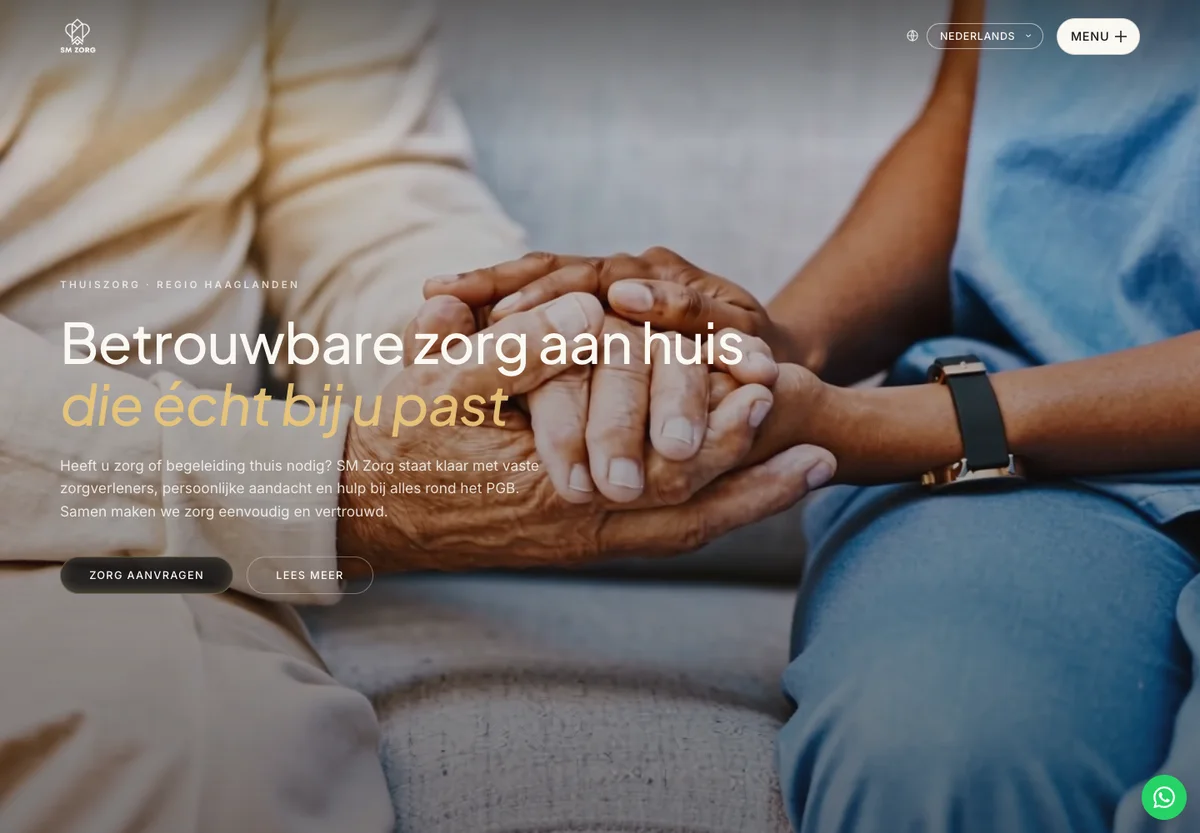 Homepage van SM Zorg